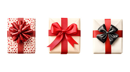 Obraz premium Pack of Gift Wrapped Items set Against Transparent Background for Holiday Promotion, Luxury Gift Branding, or Special Occasion Design