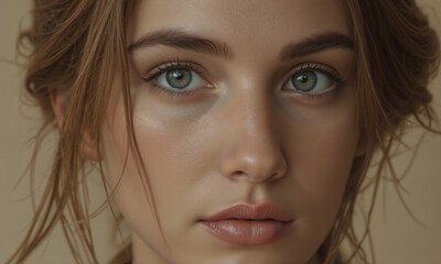 Fototapeta premium Portrait Woman Face Beauty: Close-up, Studio Shot, Contemporary Digital Art.