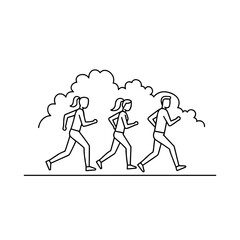Obraz premium Three people running against a natural background 