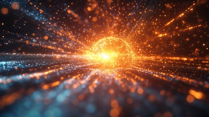 Dynamic animation of AI core igniting system, futuristic technology concept, minimalism design