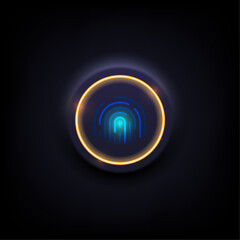 Biometric Identification System Digital Fingerprint Scan with Glowing Circular Frame