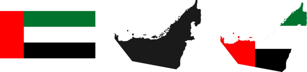 United Arab Emirates, UAE map and flag vector illustration