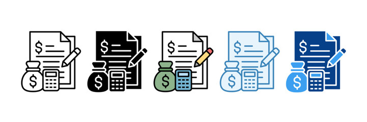 Budgeting  Icon Set Multiple Style Collection