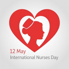 Silhouette of a nurse inside a red heart celebrating International Nurses Day on May 12.