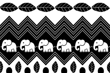 elephants pattern, Geometric,black and white,
Beautiful Thailand,thai pattern,seamless,Traditional,ethnic,fabric pattern for textiles,rugs, wallpaper,clothing, sarong,batik,print,background,illustrat