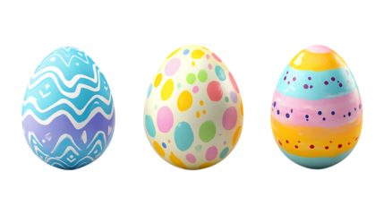 Pack of Easter Eggs set Against Transparent Background for Holiday Branding, Festive Design, or Seasonal Marketing