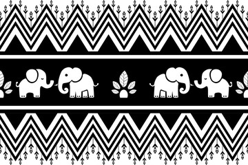 elephants pattern, Geometric,black and white,
Beautiful Thailand,thai pattern,seamless,Traditional,ethnic,fabric pattern for textiles,rugs, wallpaper,clothing, sarong,batik,print,background,illustrat