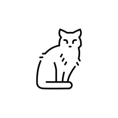 Cat icon. A minimalistic representation of a cat, a common household pet known for its independence and grace. Ideal for use in materials related to pet care, veterinary services. Vector illustration 