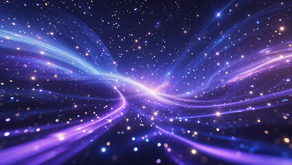 Fototapeta premium Cosmic light waves in deep space glowing with vibrant purple and blue energy abstract celestial motion dreamy fantasy cosmic landscape swirling luminous energy fields in the universe