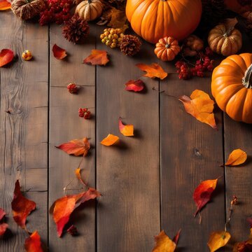 pumpkins and autumn leaves