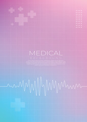 Modern Gradient Medical Background with ECG Line and Abstract Cross Symbols