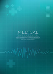 Modern Gradient Medical Background with ECG Line and Abstract Cross Symbols