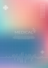 Modern Gradient Medical Background with ECG Line and Abstract Cross Symbols