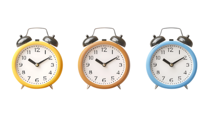 Pack of Clocks set Against Transparent Background for Timepiece Branding, Home Decor, or Digital Graphics