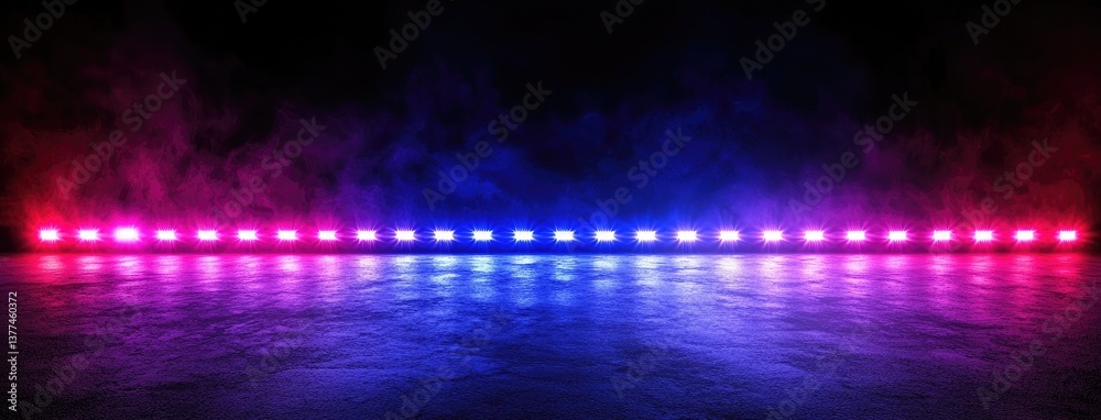 Poster abstract dark background, illuminated with blue light and fog on the asphalt floor. empty scene for 