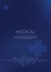 Modern Gradient Medical Background with ECG Line and Abstract Cross Symbols