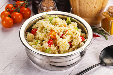 Vegan cuisine couscous with vegetables