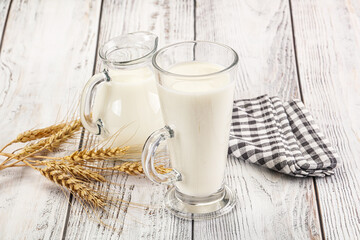Organic milk in the glass