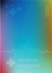 Modern Gradient Medical Background with ECG Line and Abstract Cross Symbols