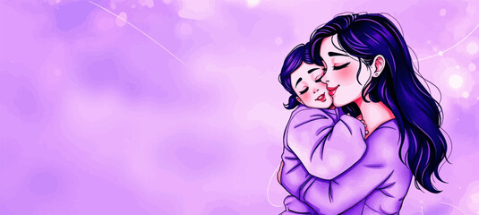 Obraz premium Tender Love: A Single Mother Hugging Her Newborn – A Beautiful Family and Parenting Moment.