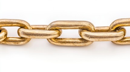Obraz premium Close Up of Gold Metal Chain Links on White Background