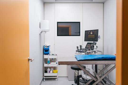 Ultrasound room of a modern veterinary clinic