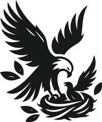 Silhouette of a eagle bird animal vector