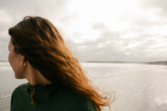 happy young woman on beach