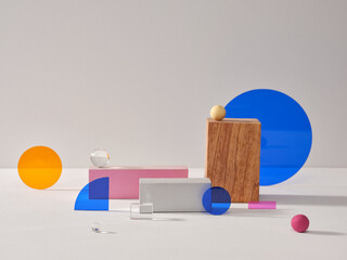 Modern Abstract Still Life With Geometric Shapes and Bold