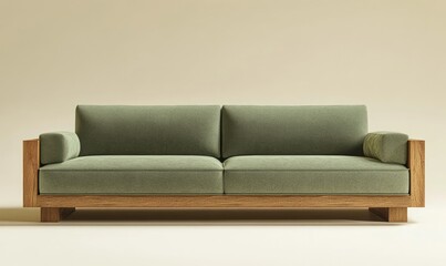 Obraz premium Modern, light-green couch on a light-wood frame