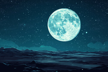 Moon Lunar Landscape Panorama Background. Moon lunar landscape background. Panorama, panoramic, or banner orientation. the lifeless satellite orbits the earth. 