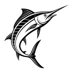 Marlin fish silhouette vector illustration, isolated on a white background.