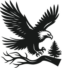 Silhouette of a eagle bird animal vector