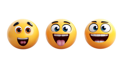 Naklejka premium Pack of Emojis set Against Transparent Background for Social Media Graphics, Digital Communication, or UI/UX Elements