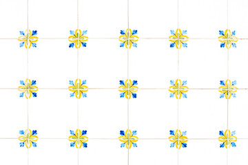 Traditional decorative ceramic tiles with floral pattern