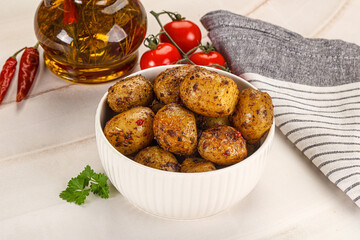 Baked mini potato with herbs