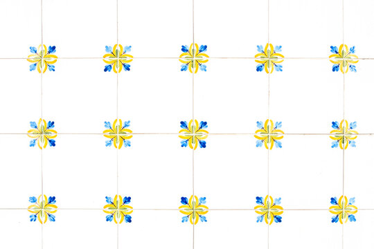 Traditional decorative ceramic tiles with floral pattern