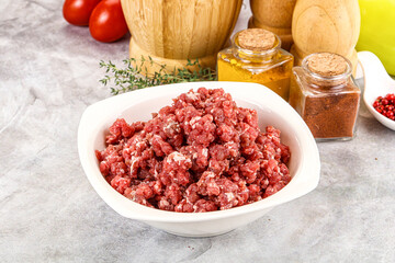 Raw beef minced meat for cooking