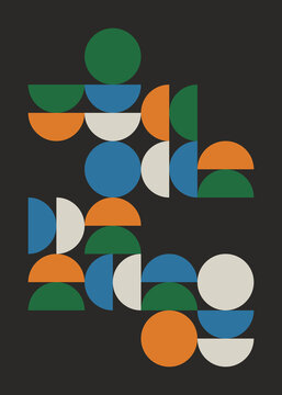 Abstract illustration with semicircles and circles