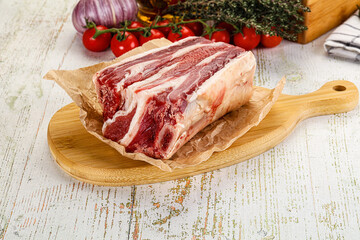 Raw beef ribs for cooking