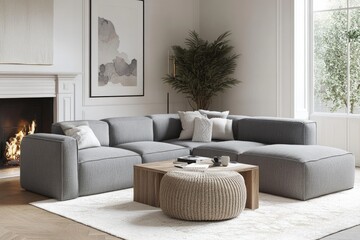Modern sectional sofa in a stylish living room