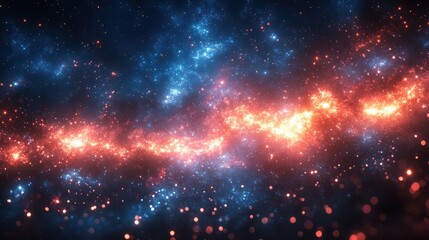 Blue and red sparkling galaxy background for Bastille Day theme