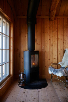 fireplace in a cabin