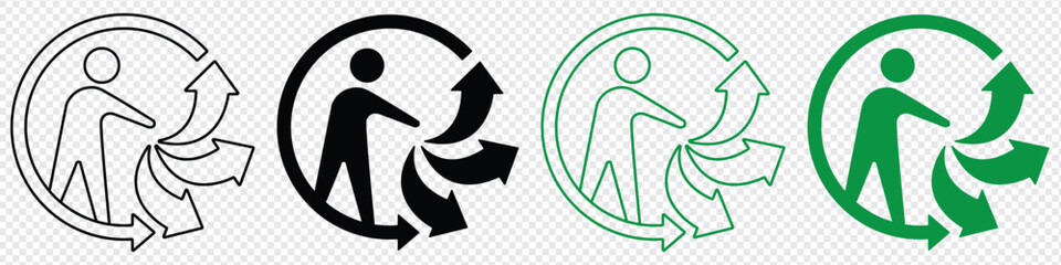 Triman sign, Triman recycling icon.  sign of recycling of poly-bags in France. Triman Logo isolated symbol, Vector Illustration.
