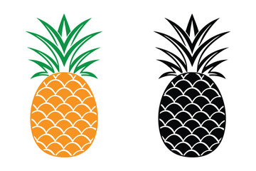Fototapeta premium vector illustration of pineapple, isolated on a white background.
