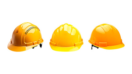 Pack of Construction Helmets set Against Transparent Background for Safety Branding, Industrial Marketing, or Work Gear Promotion