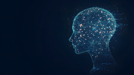 Digital human head composed of data and code, surrounded by abstract technology elements, symbolizing artificial intelligence and the future of technology.
