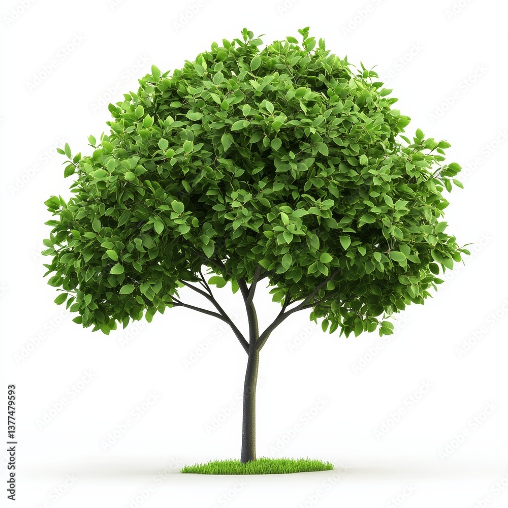 Poster isolated green tree on white background: a pristine image of nature's beauty and simplicity for desi