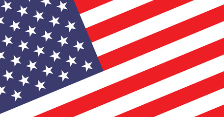 Flag of United States of America. US flag. The leaning American flag. Vector computer illustration.