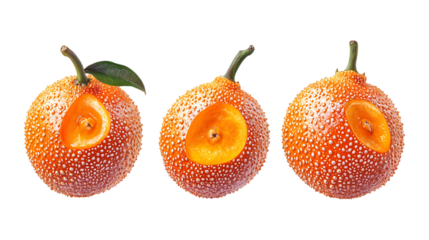 Pack of Gac Fruit set Against Transparent Background for Exotic Fruit Branding, Superfood Promotion, or Tropical Design